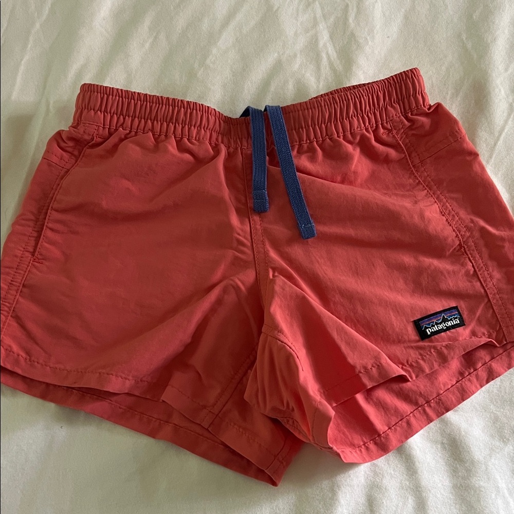 Patagonia Coral Athletic Shorts with Navy Drawstring